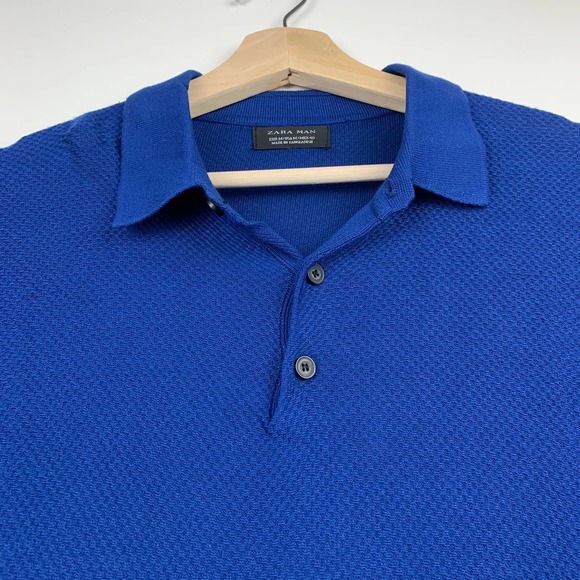 ZARA Man Viscosa Blue Polo Shirt  XS - Picture 3 of 8